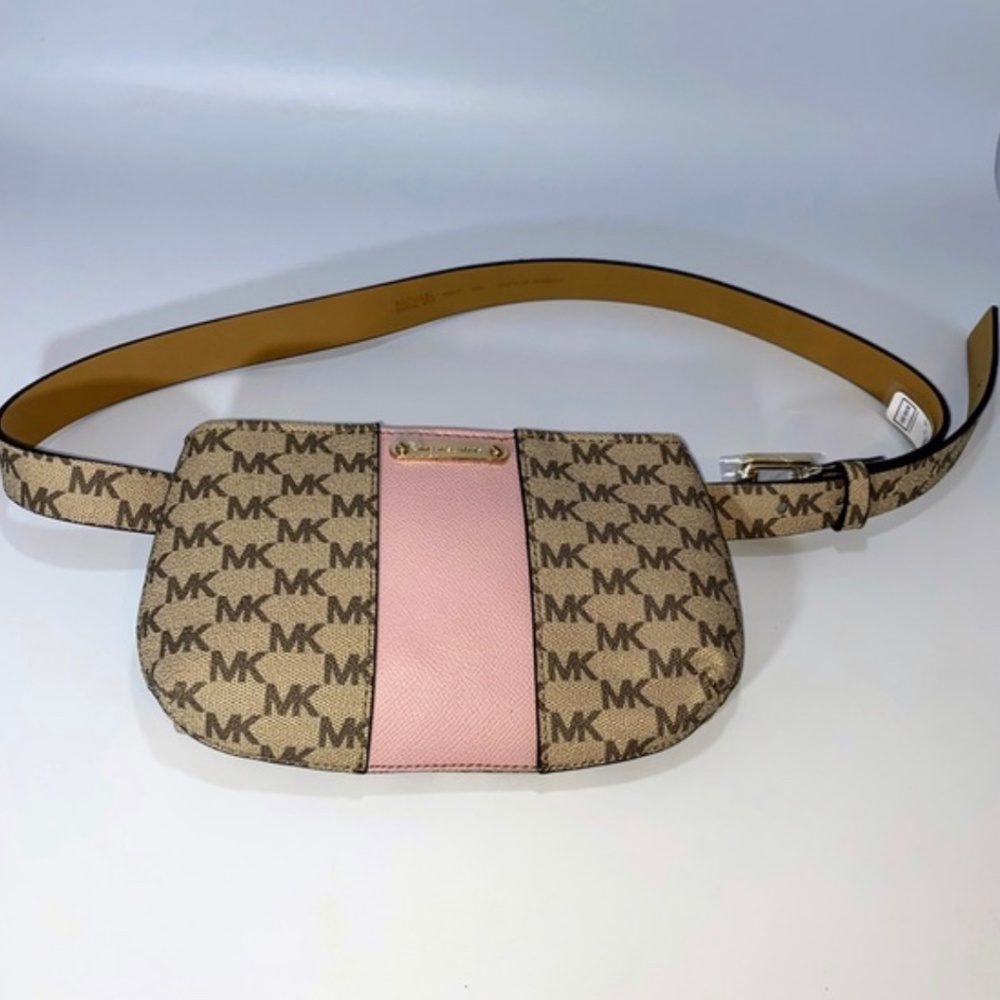 Michael Kors Logo Belt Bag Brown/Pink size S/M NWT